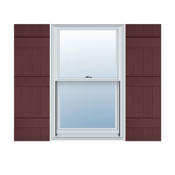 Ekena Millwork 14-in. W x 55-in. H Mid-America Vinyl, Standard Size Four Board Joined Shutters, 167 - Bordeaux, PR 00031455167 - main